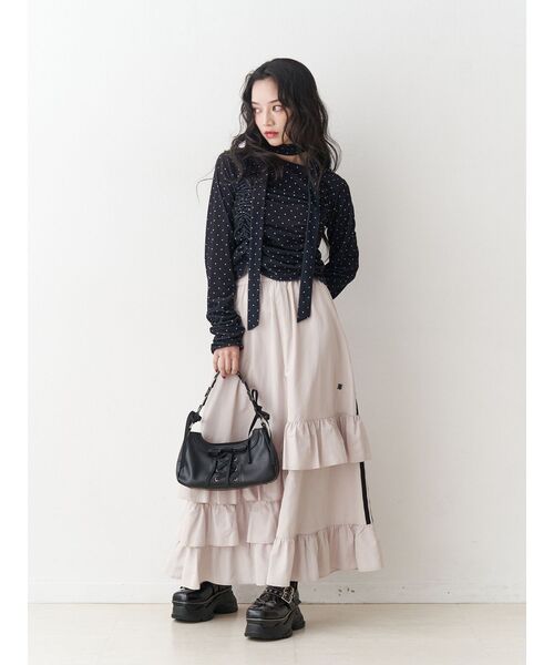 jouetie(ジュエティ)の「レースアップリボンハンドバッグ(ハンドバッグ・レディース・ボルドー/ブラック/シルバー・FREE)」の14枚目の写真