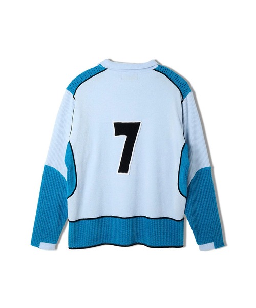 GIM CONTEXT / ニット・セーター(厚手)/FREE/ウール/BLU/23505130/Knitted Hockey Jersey// Knitted Football Jersey（ニット/セーター）｜gim context（ジム