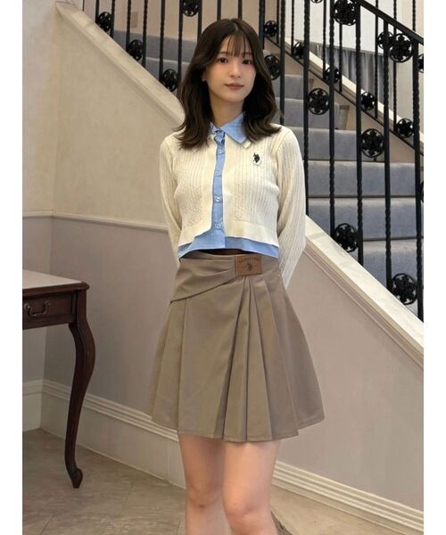 U.S. POLO ASSN.（ユーエスポロアッスン）の「U.S. POLO ASSN.別注シャツレイヤード風ケーブルカーディガン（カーディガン/ボレロ・レディース・グレー/ブラック/アイボリー・FREE）」の17枚目の写真