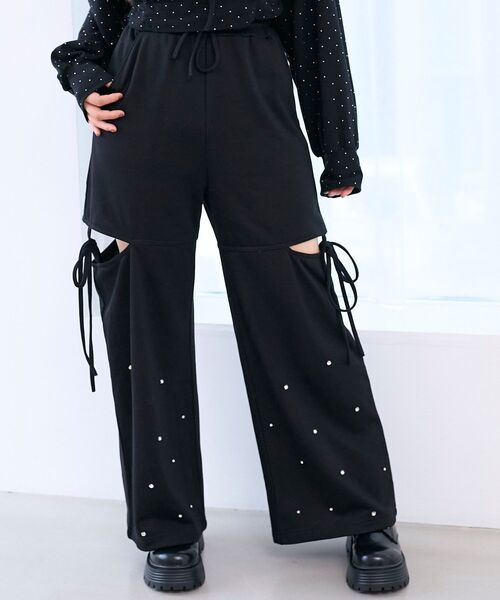 MAJESTIC LEGON（マジェスティックレゴン）の「スリット入りキラキラスウェットパンツ（スウェットパンツ・レディース・ブラック/チャコールグレー/オートミール・MEDIUM）」の22枚目の写真