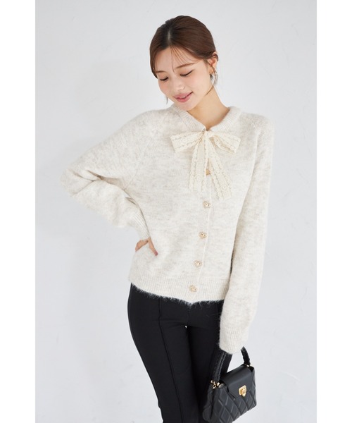 レースボウタイカーディガン SNIDEL - 【美品】SNIDEL USAGI ONLINE限定 レースボウタイ