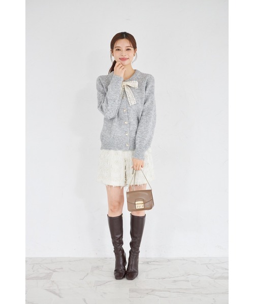 tocco closet（トッコ　クローゼット）の「【ZOZO限定】ハート釦レースボウタイニットカーディガン（カーディガン/ボレロ・レディース・アイボリー/ブラック/グレー・M）」の22枚目の写真