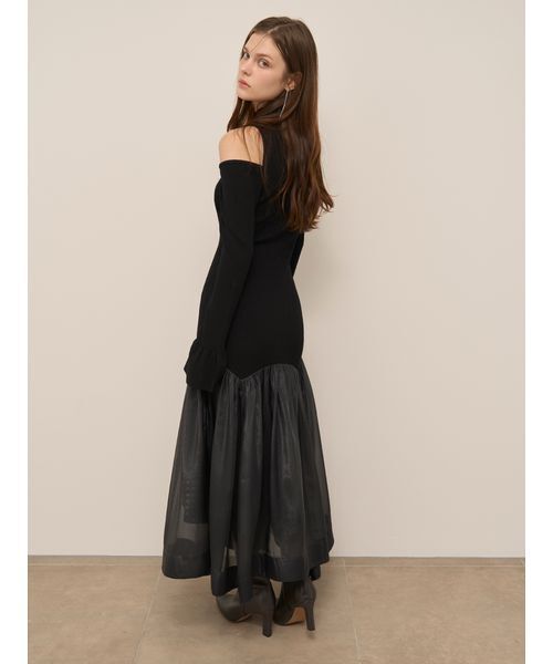 Sustainableコールドショルダーニットワンピース（ワンピース