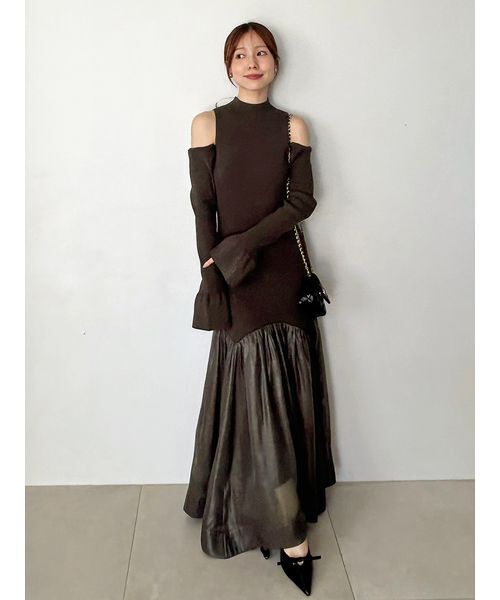 SNIDEL Sustainableコールドショルダーニットワンピース Sustainableコールドショルダーニットワンピース（ワンピース