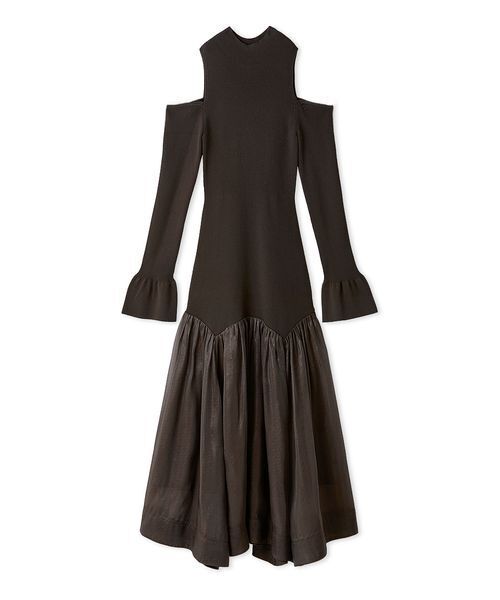 Sustainableコールドショルダーニットワンピース（ワンピース