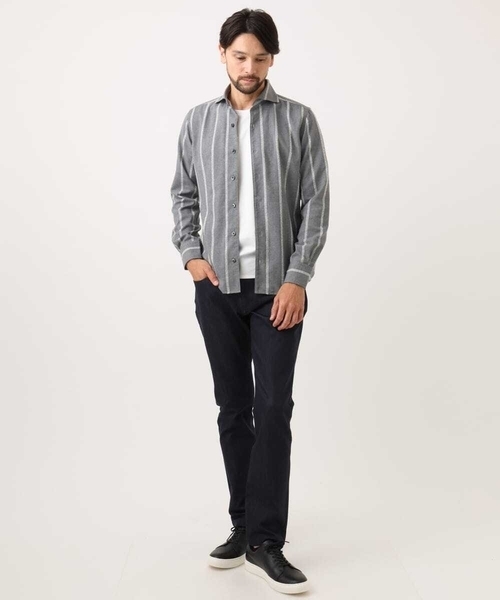 MICHEL KLEIN HOMME (ミッシェルクランオム)の「ストライプ柄長袖シャツ(シャツ/ブラウス・メンズ・グレー/ベージュ・MEDIUM/LARGE/X-LARGE)」の7枚目の写真