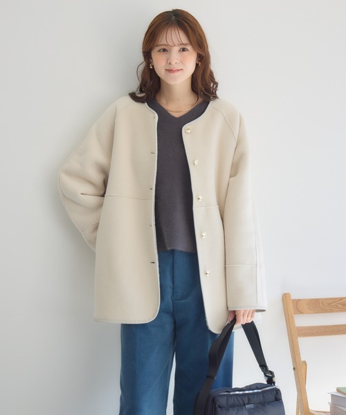 KATHARINE ROSS(キャサリンロス)の「【KATHARINE ROSS】リバーシブルボアコート(その他アウター・レディース・ネイビー/オフホワイト/ブラウン・FREE)」の19枚目の写真