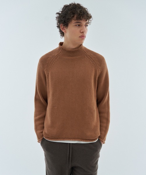 estnation エルボーパッチ タートルネック ニット XL ブラウン 絹 セール】aftersunshine / ボトルネックニット（ニット/セーター