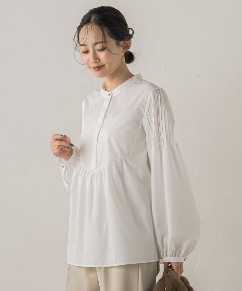 Droite lautreamont（ドロワットロートレアモン）の「TCタイプライターブラウス≪洗濯機で洗える≫（シャツ/ブラウス・レディース・パープル/ブラック/オフホワイト・M）」の5枚目の写真