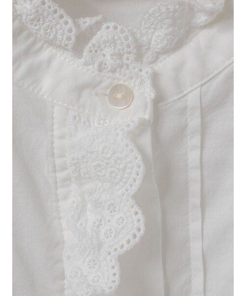 MidiUmi（ミディウミ）の「MidiUmi ピンタックレースシャツ（シャツ/ブラウス・レディース・オフホワイト/ブラック/アイボリー・FREE）」の5枚目の写真