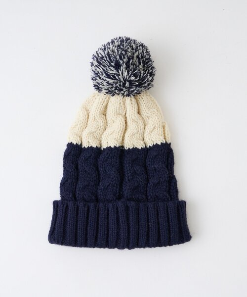 Kastane(カスタネ)の「MIXポンポンビーニー(ニットキャップ/ビーニー・レディース・カーキ/ネイビー・FREE)」の10枚目の写真