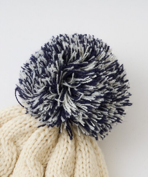 Kastane(カスタネ)の「MIXポンポンビーニー(ニットキャップ/ビーニー・レディース・カーキ/ネイビー・FREE)」の11枚目の写真