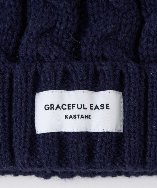 Kastane(カスタネ)の「MIXポンポンビーニー(ニットキャップ/ビーニー・レディース・カーキ/ネイビー・FREE)」の5枚目の写真