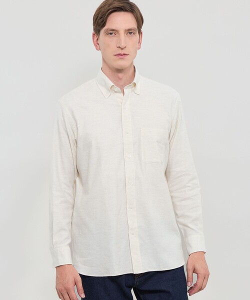 MACKINTOSH LONDON(マッキントッシュ ロンドン)の「【WEB・一部店舗限定】メランジフランネル釦ダウンシャツ(シャツ/ブラウス・メンズ・ブルー系その他4/ネイビー/ホワイト系その他・M/L/XL)」の2枚目の写真