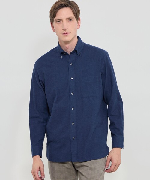 MACKINTOSH LONDON(マッキントッシュ ロンドン)の「【WEB・一部店舗限定】メランジフランネル釦ダウンシャツ(シャツ/ブラウス・メンズ・ブルー系その他4/ネイビー/ホワイト系その他・M/L/XL)」の1枚目の写真