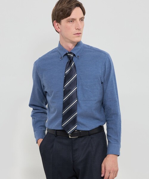 MACKINTOSH LONDON(マッキントッシュ ロンドン)の「【WEB・一部店舗限定】メランジフランネル釦ダウンシャツ(シャツ/ブラウス・メンズ・ブルー系その他4/ネイビー/ホワイト系その他・M/L/XL)」の3枚目の写真