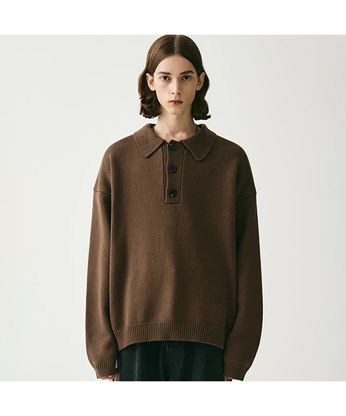 AVANDRESS(アバンドレス )の「Kamen Collar Knit BROWN(ニット/セーター・メンズ・ブラウン・SMALL/MEDIUM)」の1枚目の写真