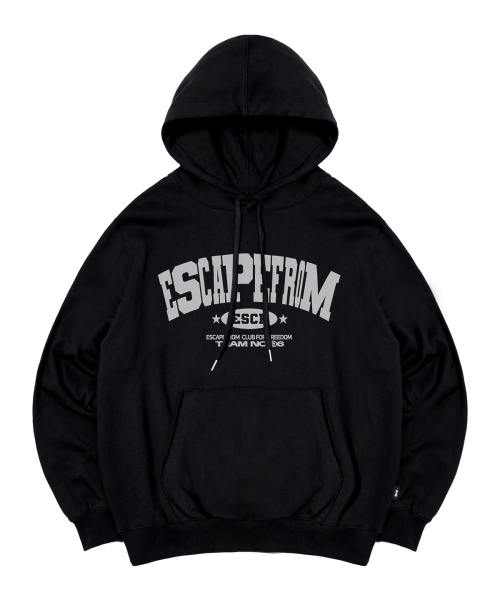 セール】ESCF アーチロゴプリント フードパーカー ブラック（パーカー