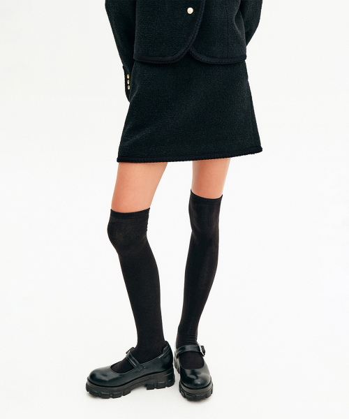 ROSIE TRIMMING WOOL SKIRT_BLACK