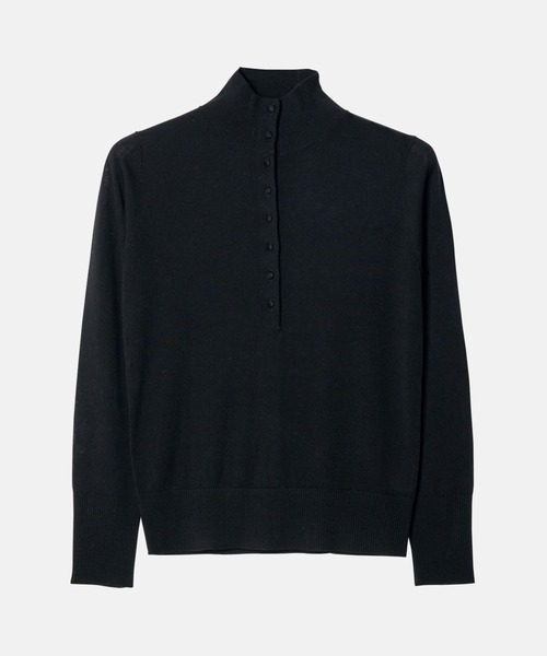 LE CIEL BLEU(ルシェルブルー)の「ボタンフロントハイネックニット / Button-Front High Neck Knit(ニット/セーター・レディース・ライトブルー/ブラック/ピンク・36)」の2枚目の写真