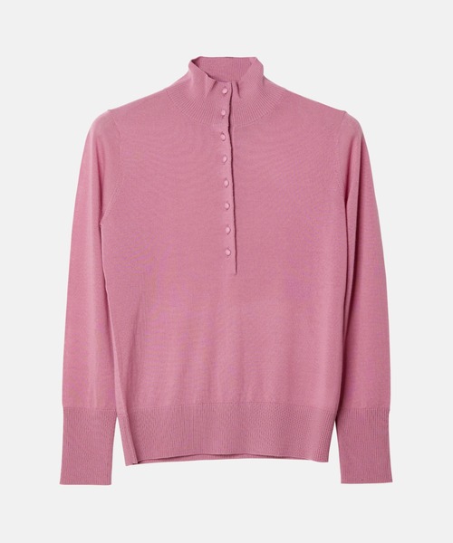 LE CIEL BLEU(ルシェルブルー)の「ボタンフロントハイネックニット / Button-Front High Neck Knit(ニット/セーター・レディース・ライトブルー/ブラック/ピンク・36)」の7枚目の写真