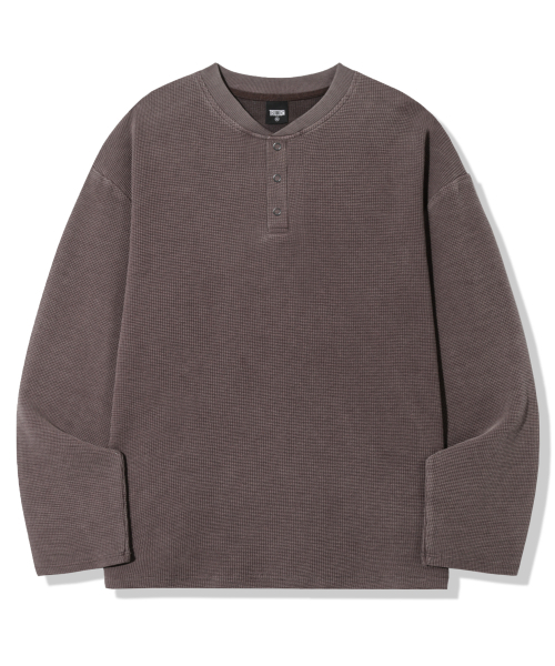 TRILLION（トリリオン）の「ワッフルリングスナップヘンリーネックロングスリーブ_ピグメントブラウン（Tシャツ/カットソー・レディース・その他・MEDIUM/LARGE/X-LARGE）」の5枚目の写真
