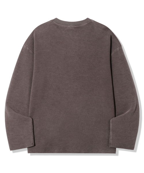 TRILLION（トリリオン）の「ワッフルリングスナップヘンリーネックロングスリーブ_ピグメントブラウン（Tシャツ/カットソー・レディース・その他・MEDIUM/LARGE/X-LARGE）」の6枚目の写真