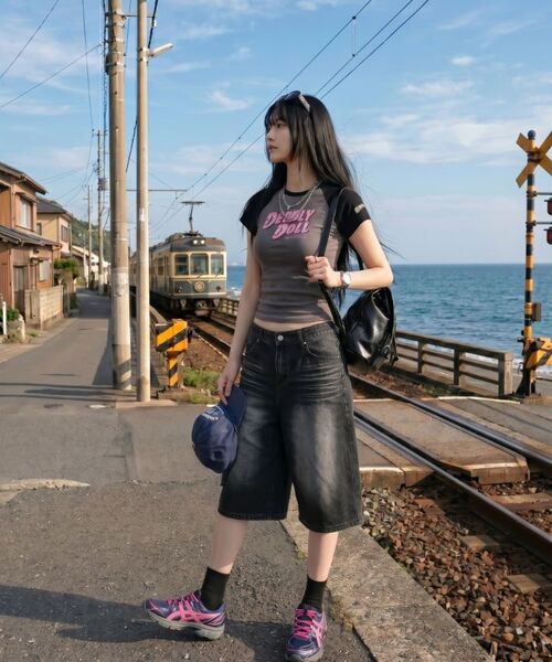 Verdnt（バーダント）の「スプレードミンゴウォッシングデニムショートパンツ[ブラック]（その他パンツ・レディース・ブラック・X-LARGE/SMALL/MEDIUM/LARGE）」の8枚目の写真