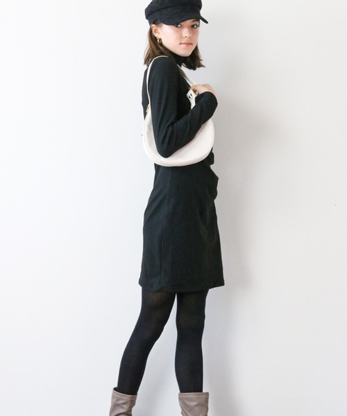 gossip!ロサンゼルス(ゴシップロサンゼルス)の「サイドドレープ モックネックミニワンピース(ワンピース・レディース・グレー/ブラック・M/L)」の12枚目の写真