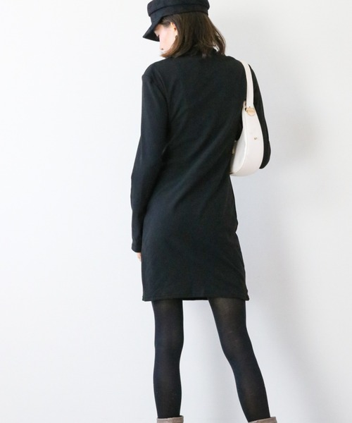 gossip!ロサンゼルス(ゴシップロサンゼルス)の「サイドドレープ モックネックミニワンピース(ワンピース・レディース・グレー/ブラック・M/L)」の14枚目の写真