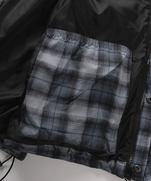 mihns closet(ミンズクローゼット)の「【76】【mihns closet/ミンズクローゼット】 スタンドカラー チェック キルティング ブルゾン/ワンポイントロゴ /ドローコード/ユニセックス(ブルゾン・レディース・ダークグリーン/グレー/ブラック・M/L/XL)」の8枚目の写真