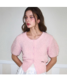 Puff Hairy Half Cardigan [Pink]