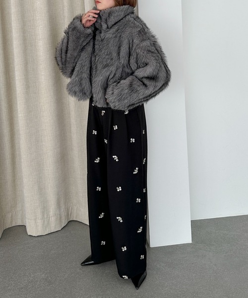 PILIT（ピリット）の「ミックスファー2wayコート（ステンカラーコート・レディース・モカ/チャコールグレー・MEDIUM）」の3枚目の写真