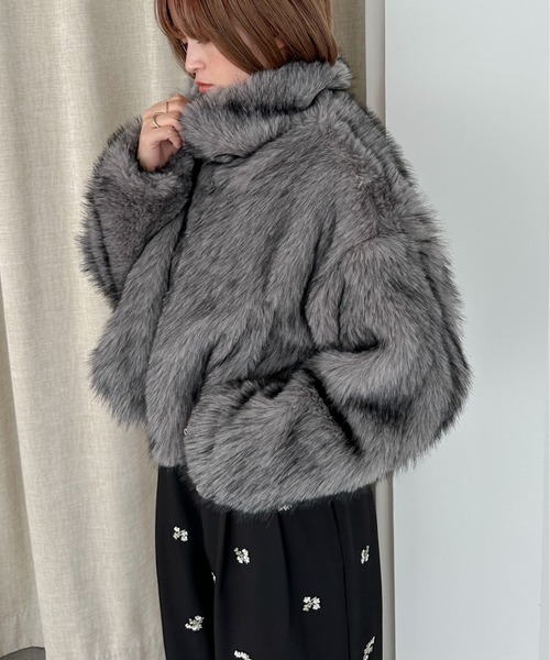 PILIT（ピリット）の「ミックスファー2wayコート（ステンカラーコート・レディース・モカ/チャコールグレー・MEDIUM）」の9枚目の写真