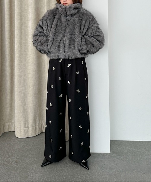 PILIT（ピリット）の「ミックスファー2wayコート（ステンカラーコート・レディース・モカ/チャコールグレー・MEDIUM）」の4枚目の写真