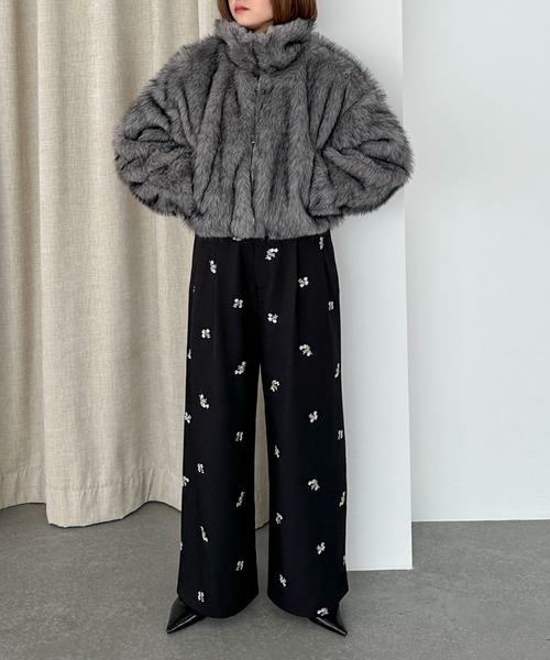 PILIT（ピリット）の「ミックスファー2wayコート（ステンカラーコート・レディース・モカ/チャコールグレー・MEDIUM）」の8枚目の写真