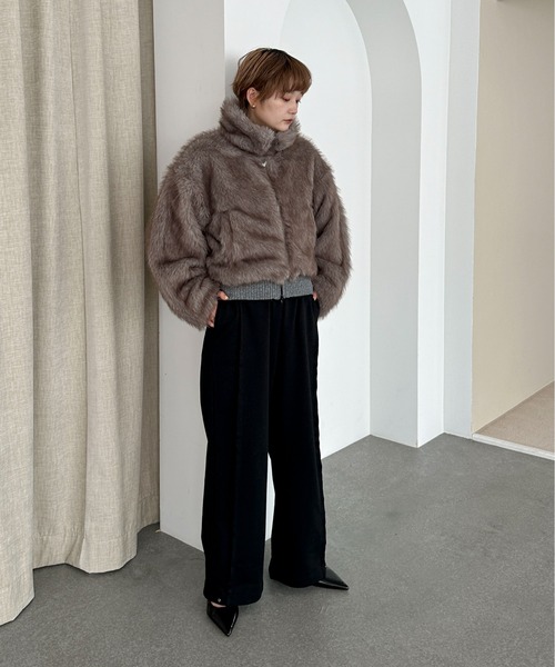 PILIT（ピリット）の「ミックスファー2wayコート（ステンカラーコート・レディース・モカ/チャコールグレー・MEDIUM）」の20枚目の写真