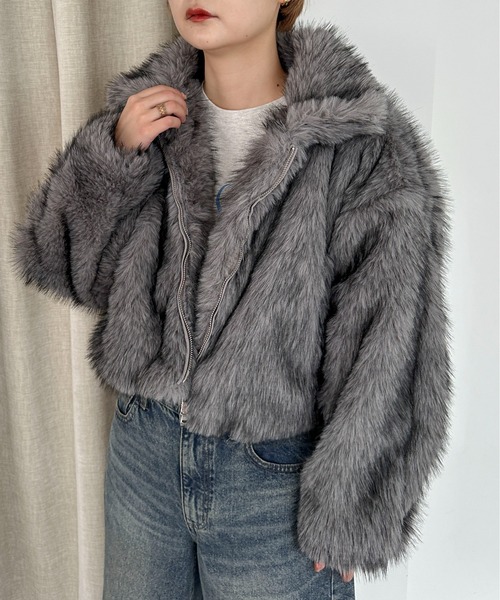 PILIT（ピリット）の「ミックスファー2wayコート（ステンカラーコート・レディース・モカ/チャコールグレー・MEDIUM）」の15枚目の写真