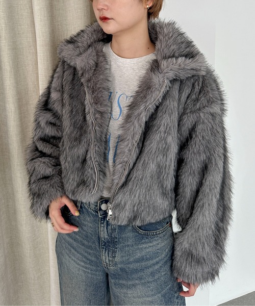 PILIT（ピリット）の「ミックスファー2wayコート（ステンカラーコート・レディース・モカ/チャコールグレー・MEDIUM）」の16枚目の写真