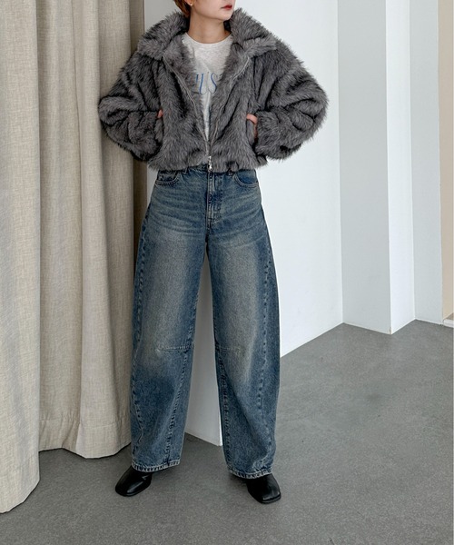 PILIT（ピリット）の「ミックスファー2wayコート（ステンカラーコート・レディース・モカ/チャコールグレー・MEDIUM）」の13枚目の写真