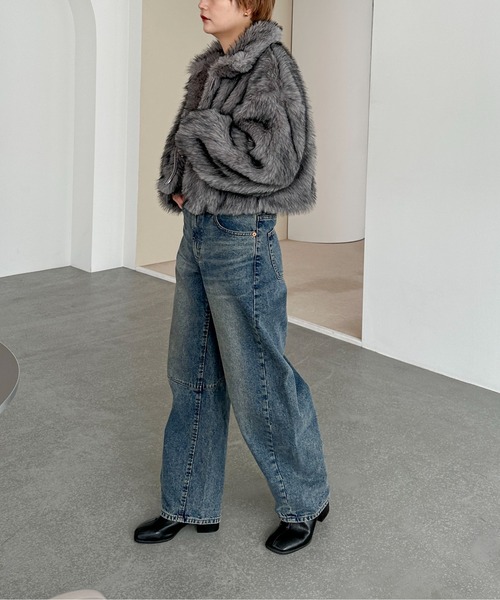 PILIT（ピリット）の「ミックスファー2wayコート（ステンカラーコート・レディース・モカ/チャコールグレー・MEDIUM）」の10枚目の写真