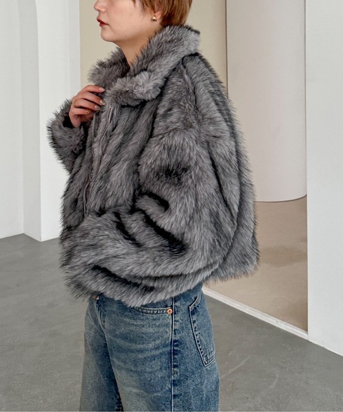 PILIT（ピリット）の「ミックスファー2wayコート（ステンカラーコート・レディース・モカ/チャコールグレー・MEDIUM）」の17枚目の写真