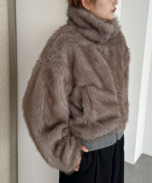 PILIT（ピリット）の「ミックスファー2wayコート（ステンカラーコート・レディース・モカ/チャコールグレー・MEDIUM）」の22枚目の写真