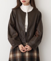 EGLANTINE（エグランティーヌ）の「EGLANTINE フェイクレザージャケット（ノーカラージャケット）」