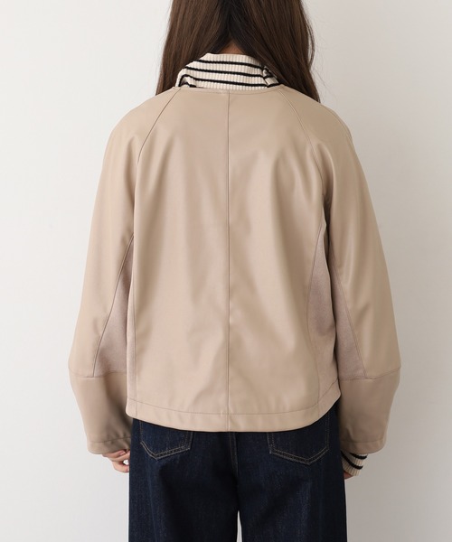 EGLANTINE(エグランティーヌ)の「EGLANTINE フェイクレザージャケット(ノーカラージャケット・レディース・ダークブラウン/チャコールグレー/ベージュ・38)」の19枚目の写真