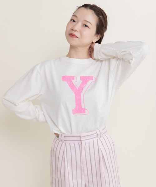CHILD WOMAN（チャイルドウーマン）の「16/-空紡糸天竺 Yacht/ヨットロゴプリント ロンT（Tシャツ/カットソー・レディース・グレー/ホワイト・FREE）」の3枚目の写真