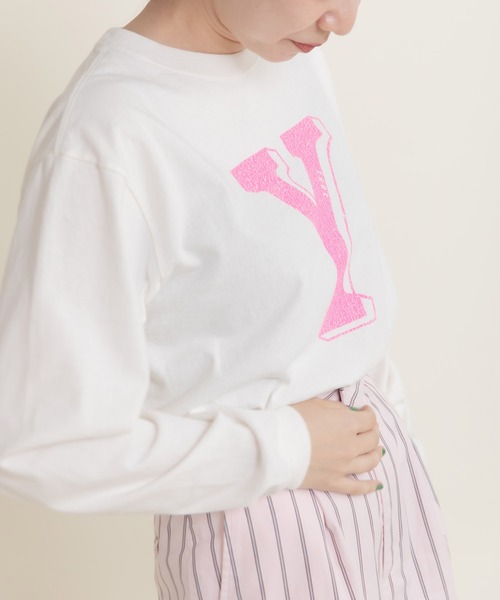 CHILD WOMAN（チャイルドウーマン）の「16/-空紡糸天竺 Yacht/ヨットロゴプリント ロンT（Tシャツ/カットソー・レディース・グレー/ホワイト・FREE）」の4枚目の写真