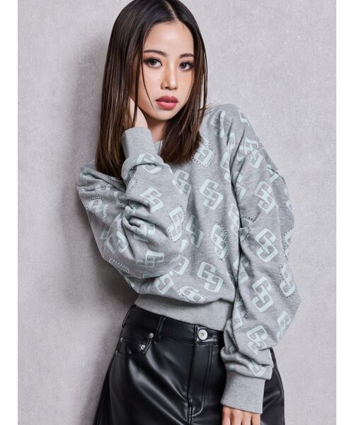 GYDA（ジェイダ）の「GG pattern bijouスウェットトップス（スウェット・レディース・ブラック/グレー/ピンク・FREE）」の3枚目の写真