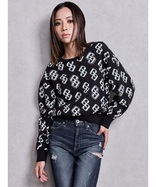 GYDA（ジェイダ）の「GG pattern bijouスウェットトップス（スウェット・レディース・ブラック/グレー/ピンク・FREE）」の5枚目の写真