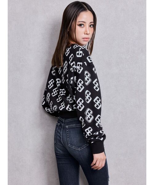 GYDA（ジェイダ）の「GG pattern bijouスウェットトップス（スウェット・レディース・ブラック/グレー/ピンク・FREE）」の6枚目の写真